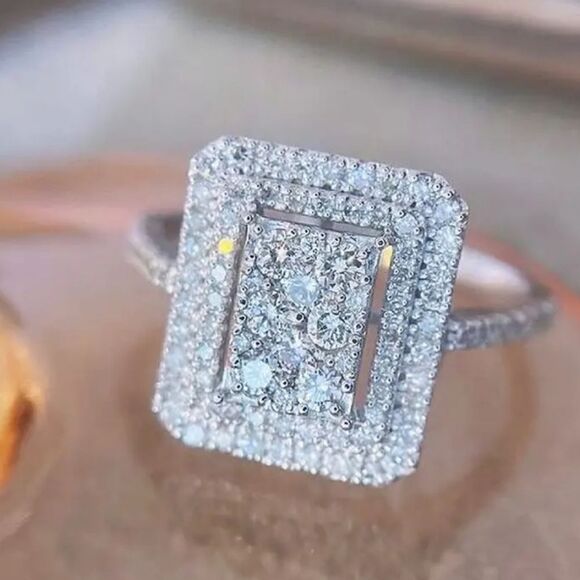 CZ Halo silver ring size 9 - Picture 9 of 13